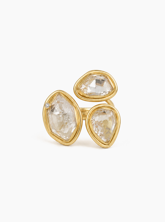 Triple Herkimer Diamond Statement Ring