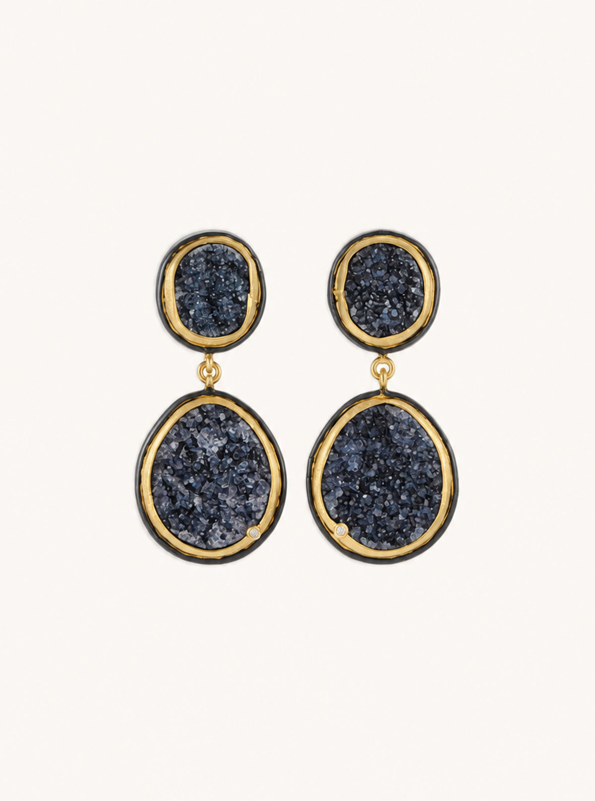Double Drop Druzy Earrings With CZ