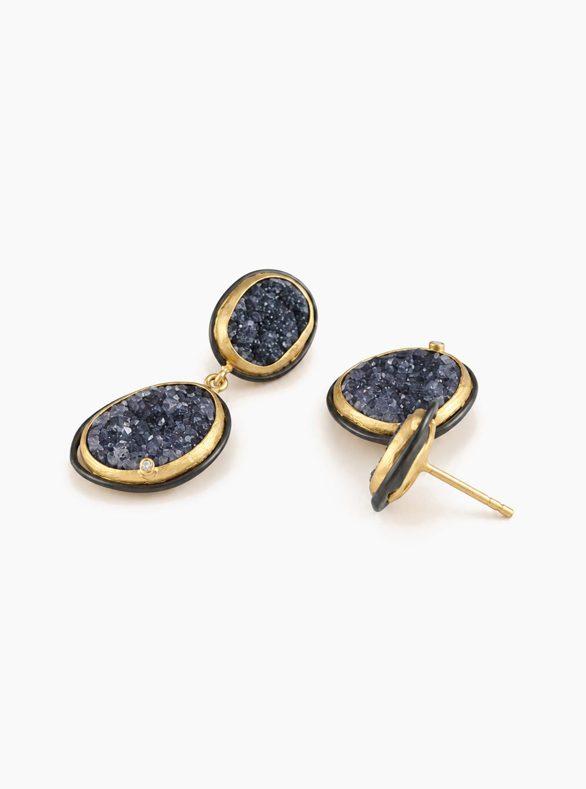 Double Drop Druzy Earrings With CZ