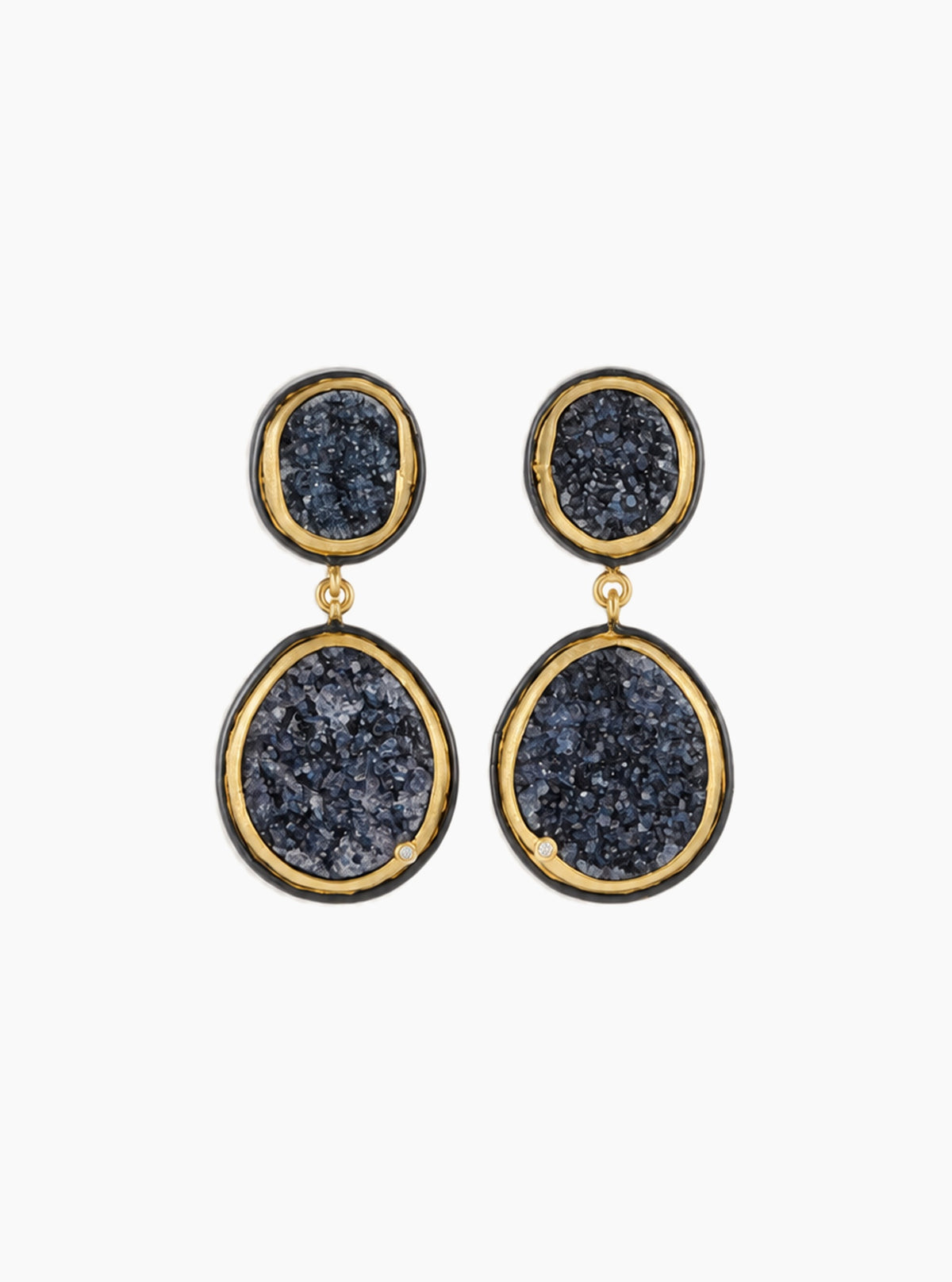 Double Drop Druzy Earrings With CZ