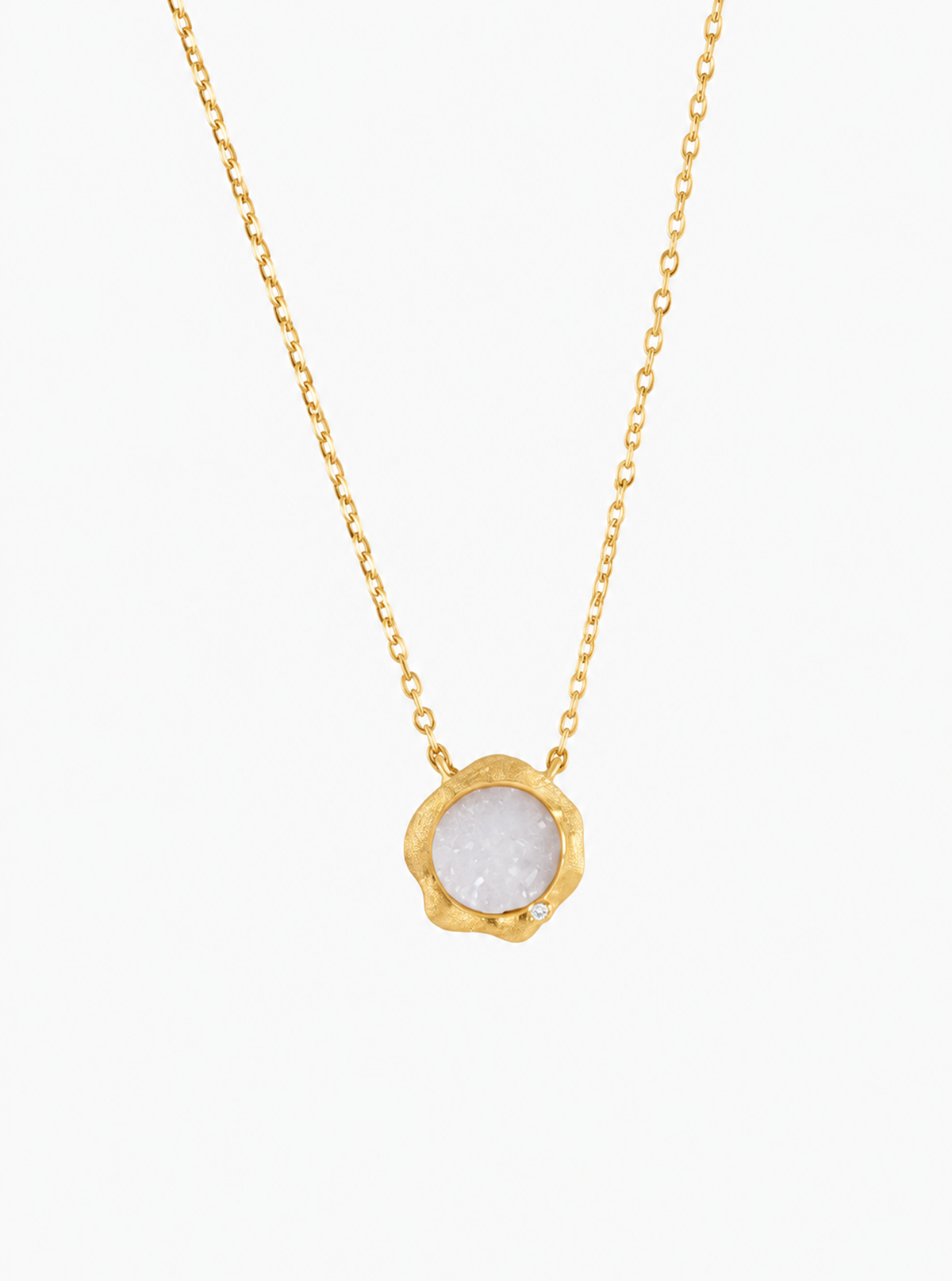 Scalloped Druzy Diamond Necklace
