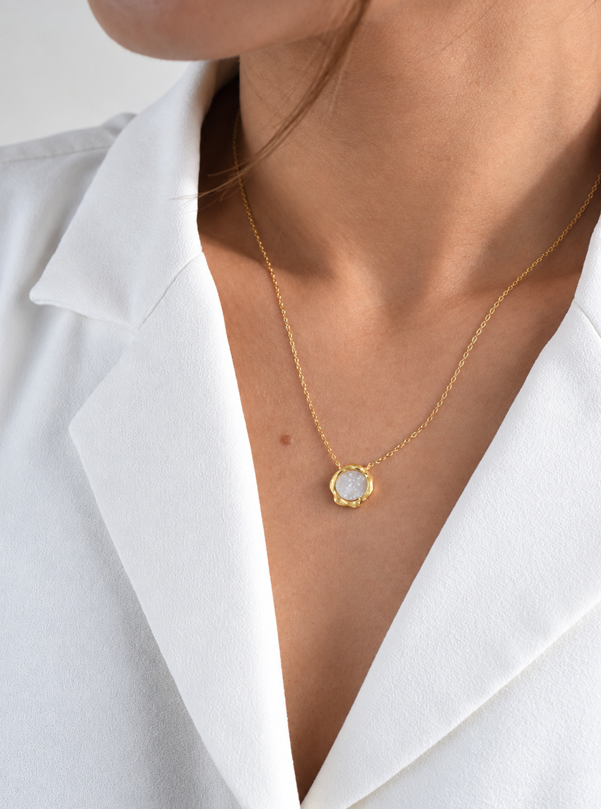 Scalloped Druzy Diamond Necklace