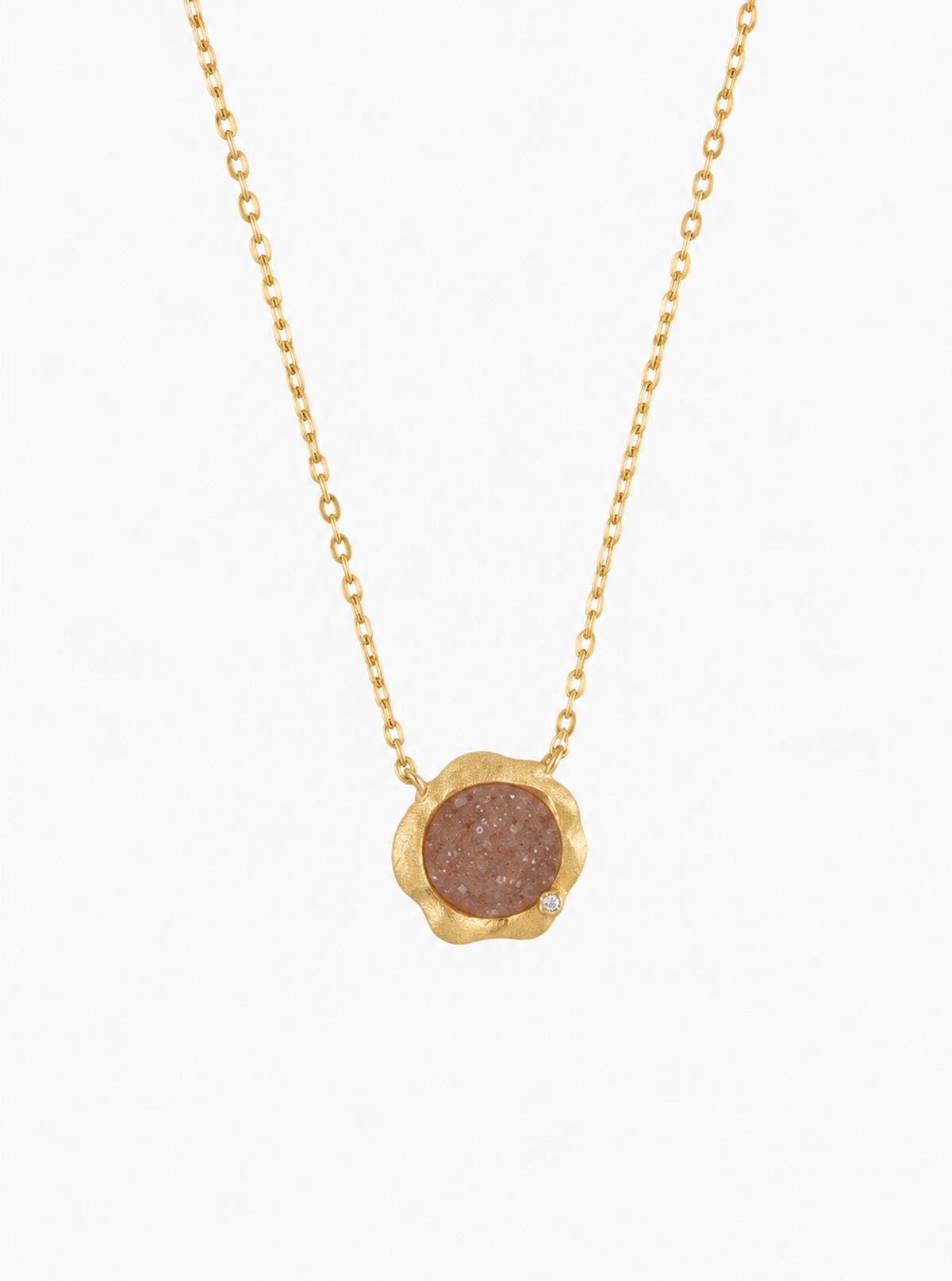 Scalloped Druzy Diamond Necklace