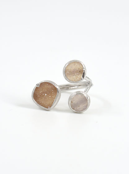 Triple Druzy with Diamond Ring