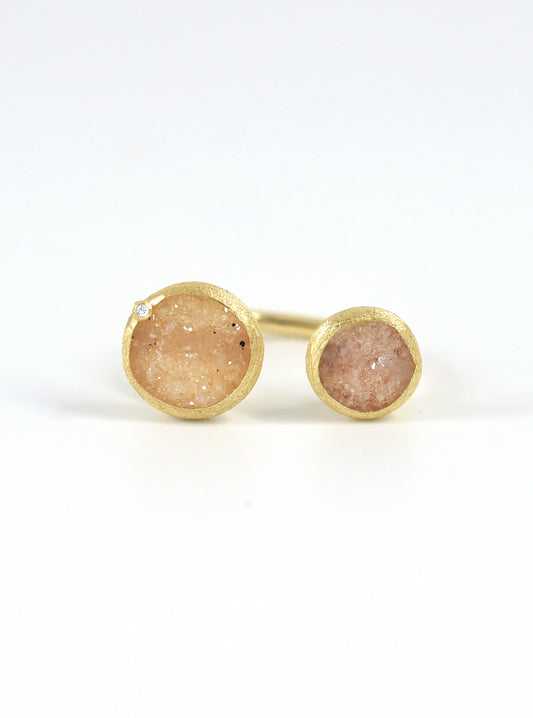 Double Druzy with Diamond Ring