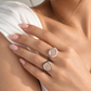 Oval Druzy Ring With Diamond
