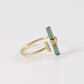 18K Solid Gold Green Tourmaline Bar Ring with Diamond