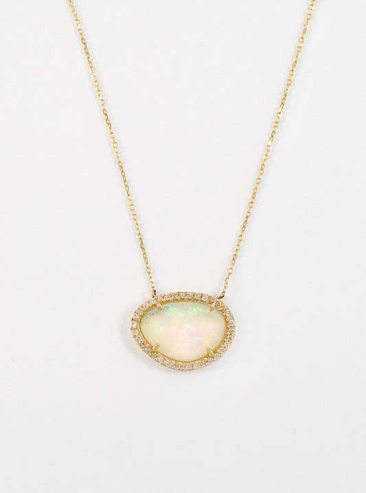 18k Gold and Diamond Opal Necklace