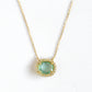 18K Solid Gold Natural Emerald Necklace with Diamond