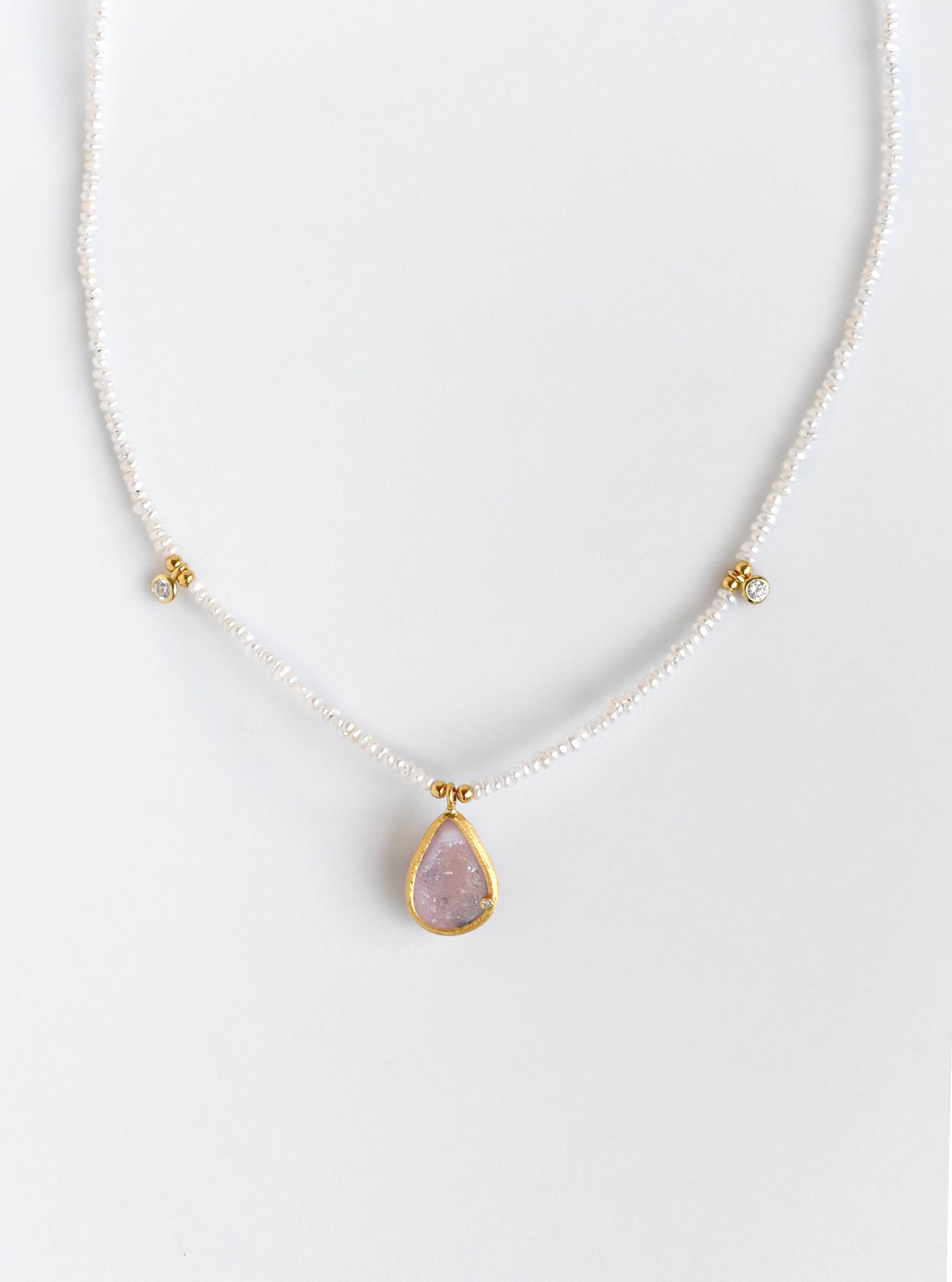 Diamond Geode Beaded Necklace