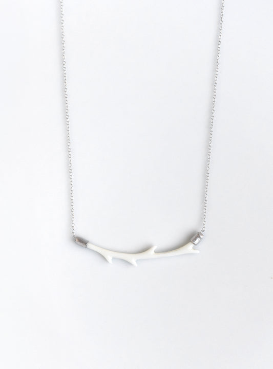 Carved Bone Branch Horizontal Bar Necklace