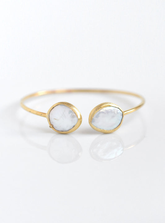 Mother of Pearl and Diamond Double Bangle