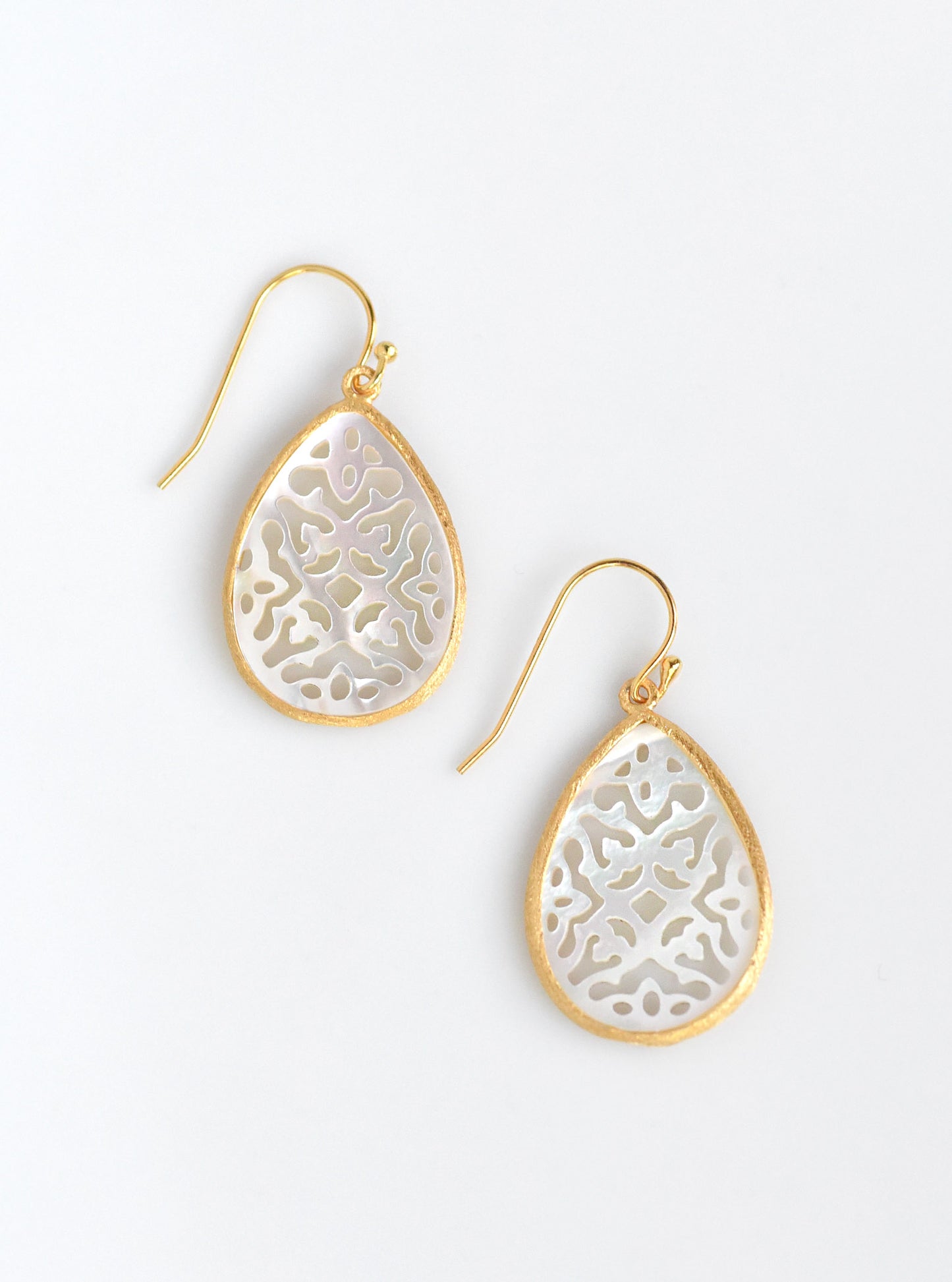 Carved MOP Teardrop Earring