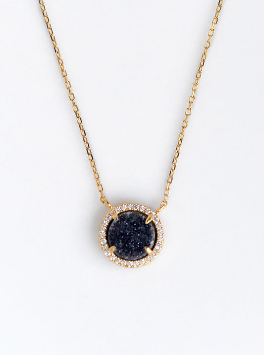 Glitter Druzy Mini Round Necklace