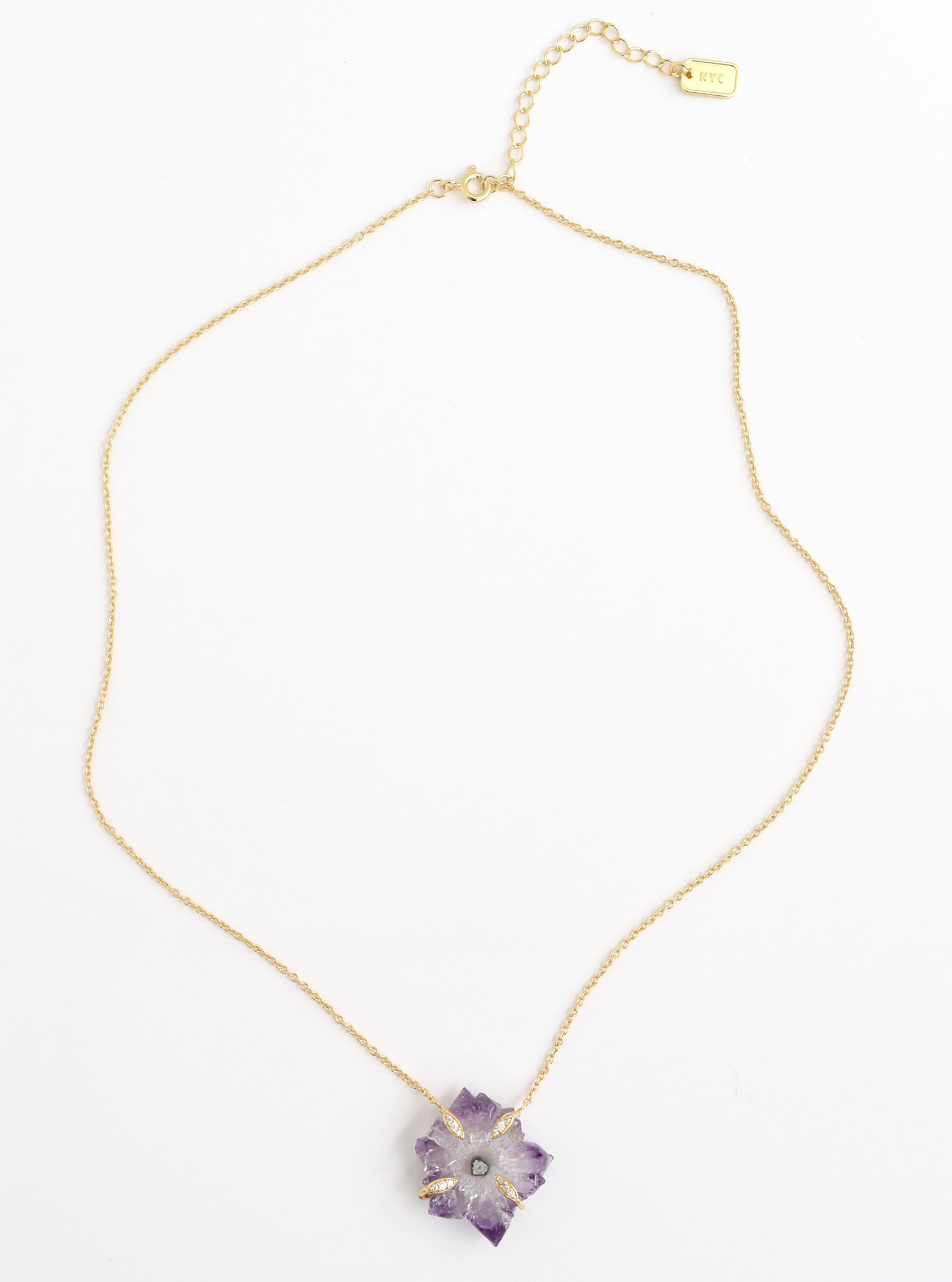 SALE! Amethyst Stalactite Pendant, on Gold Vermeil chain w/Amethyst Faceted Roundels,Beautiful, Triangular/Fan cheapest Shaped (Last beauty!)