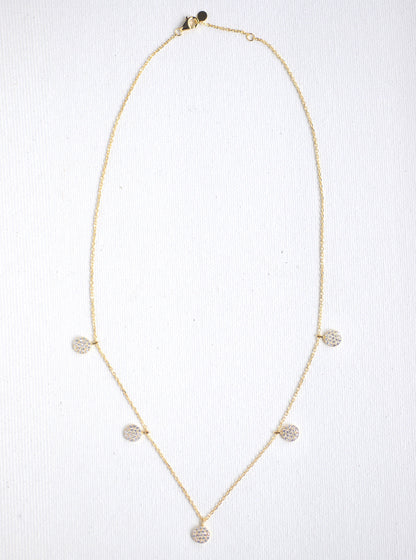 5 Mini CZ Disk Necklace