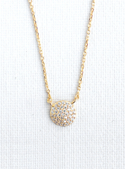 Mini Curved Disk CZ Necklace