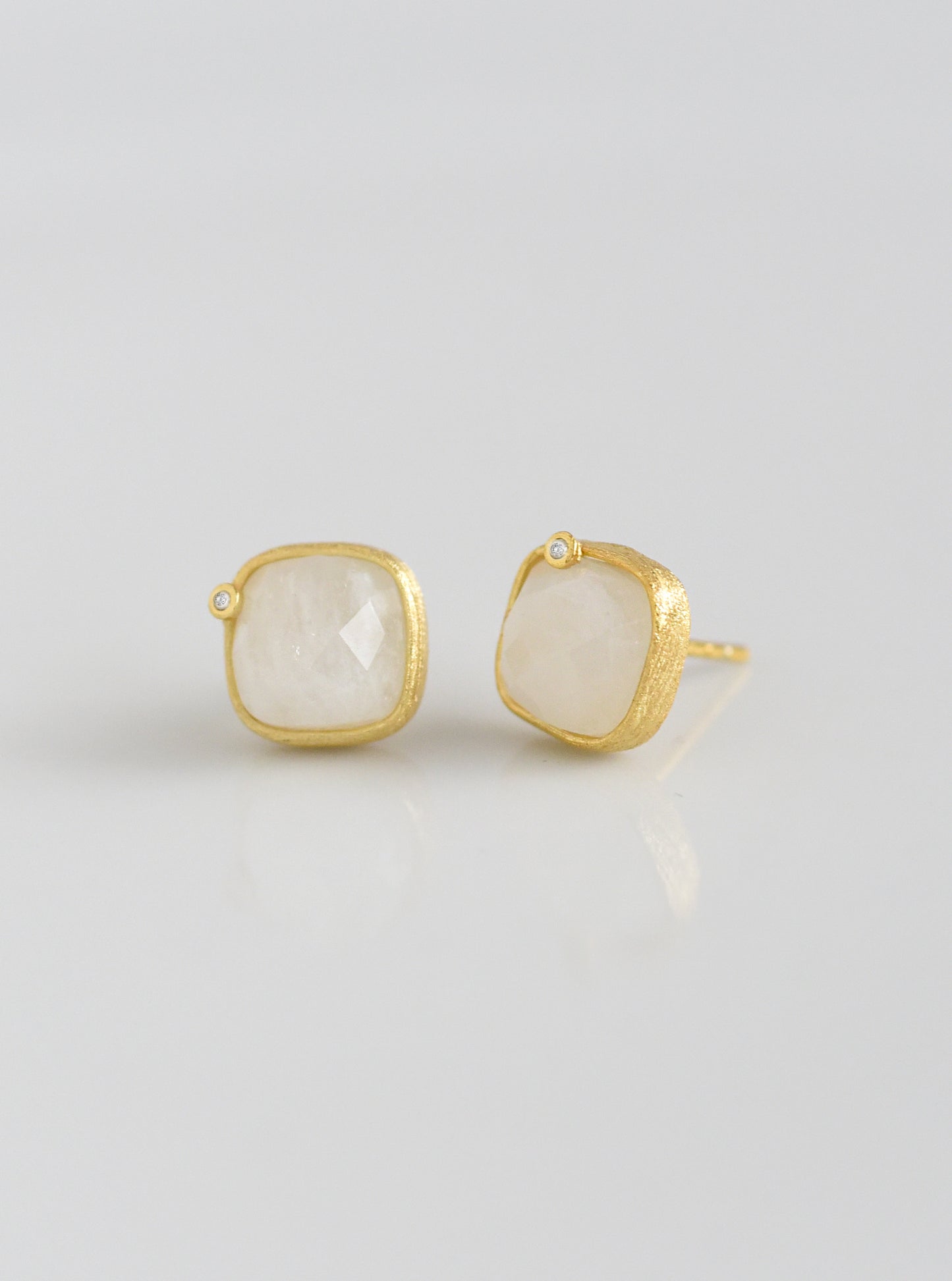 Natural Gemstone with Diamond Cushion Earring