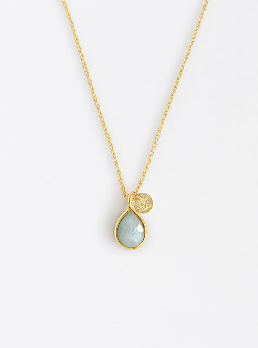 Initial Mini Teardrop Gemstone Necklace