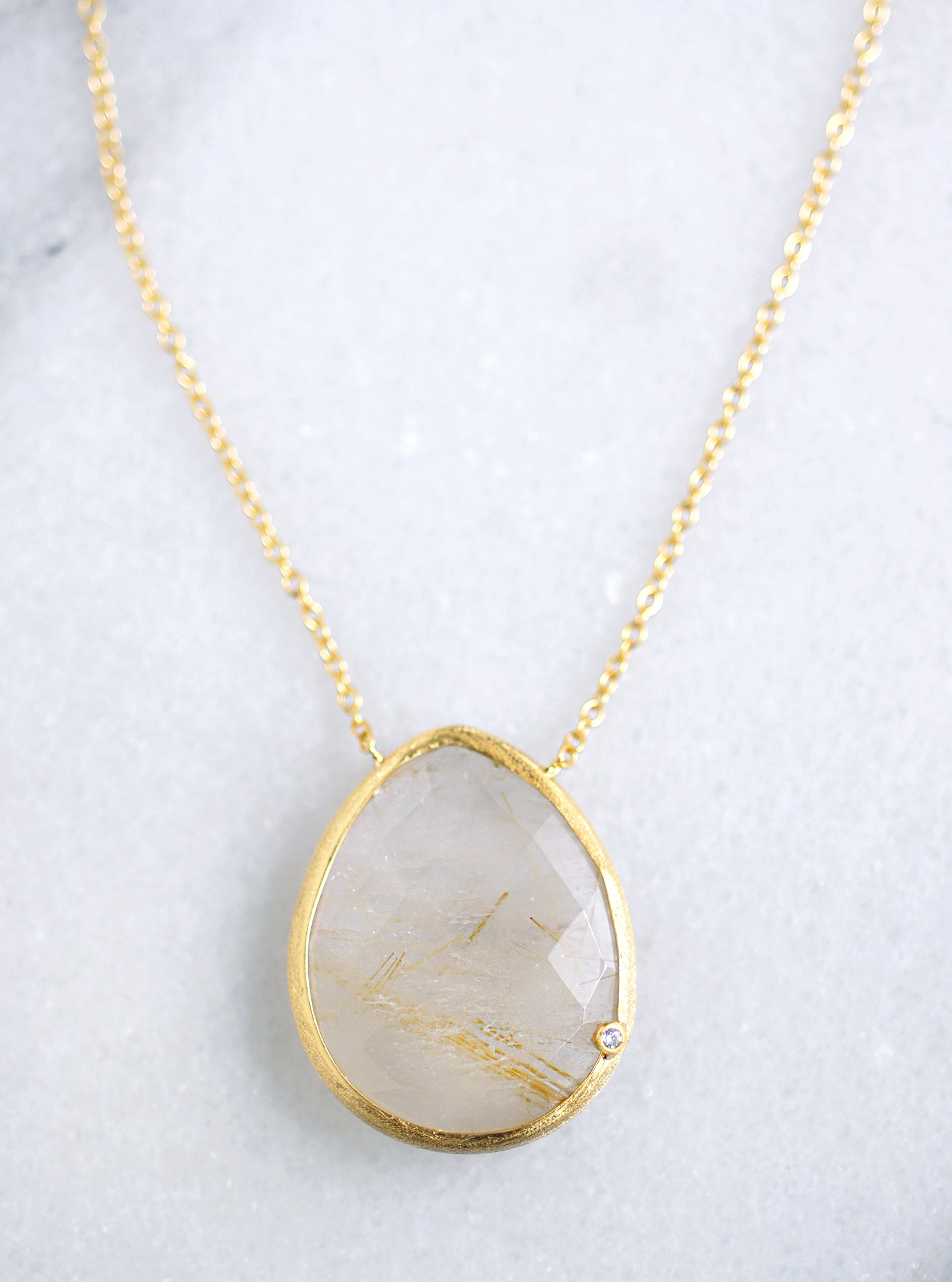 Teardrop Gemstone with CZ Necklace – Felix Z Designs