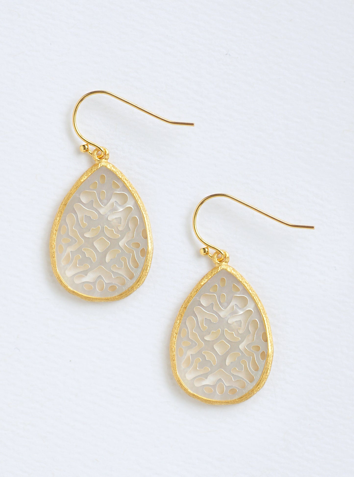 Carved MOP Teardrop Earring