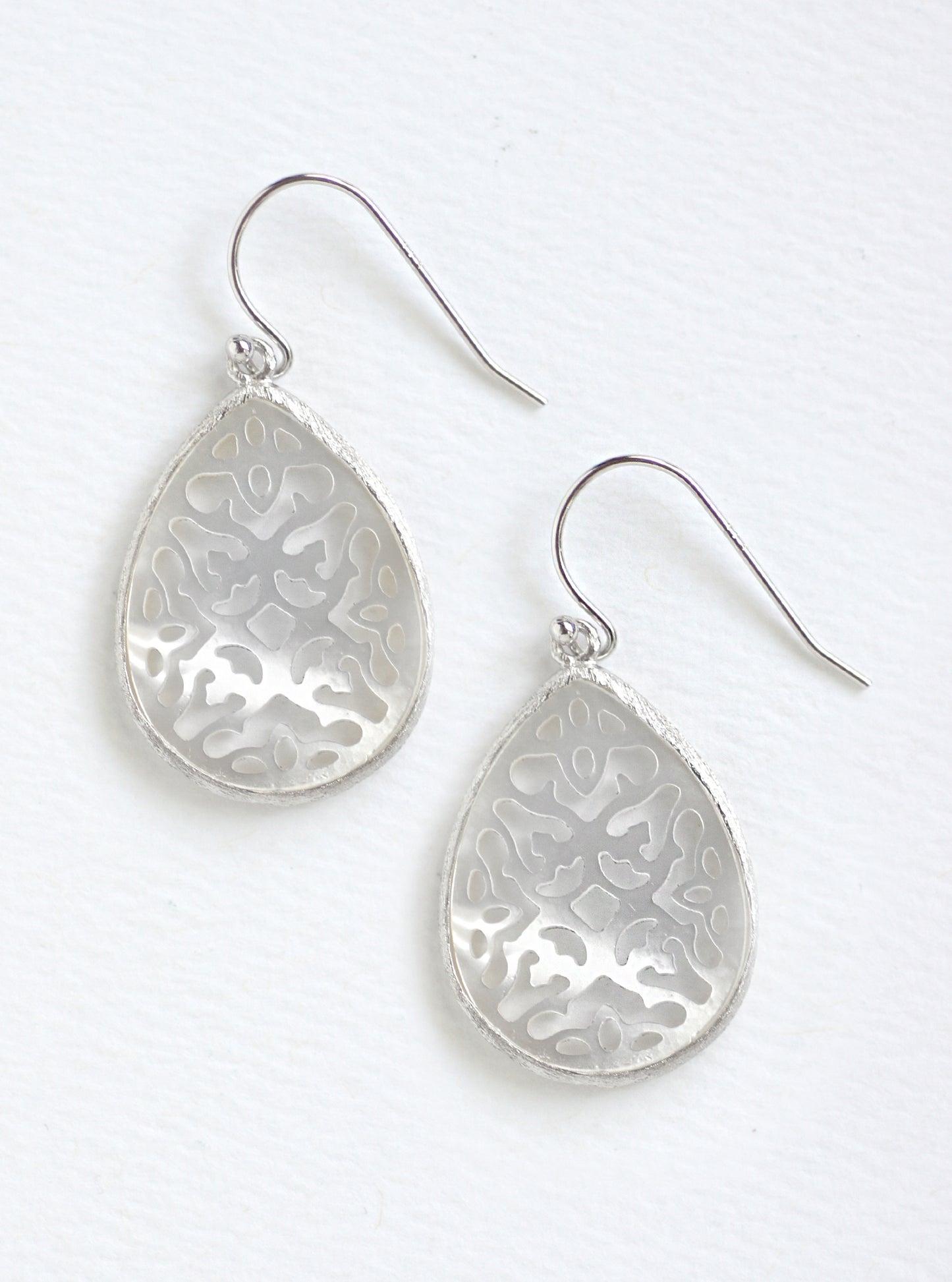 Carved MOP Teardrop Earring