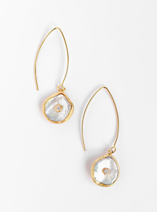 Coin Pearl CZ Wire Hook