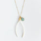 Carved Wishbone and Amazonite Necklace