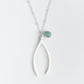 Carved Wishbone and Amazonite Necklace