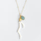 Carved Bone Branch and Amazonite Necklace