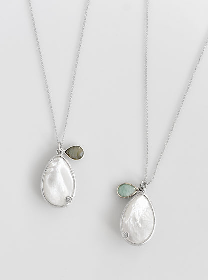 Mother of Pearl with Gemstone Dangle Necklace