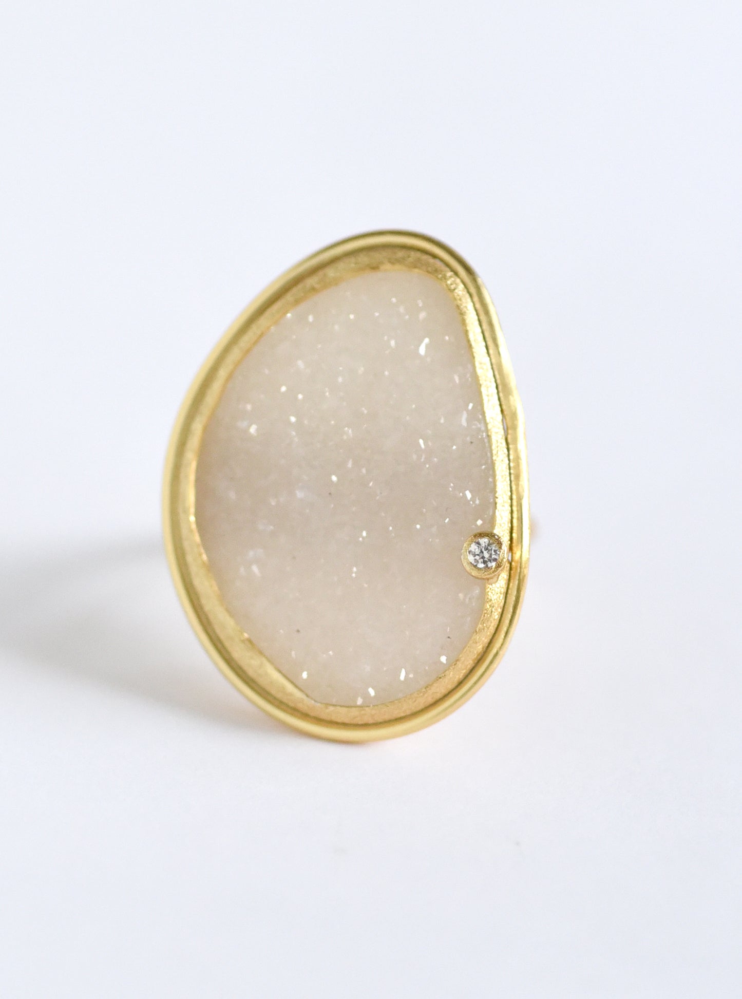 Large Druzy Ring with CZ