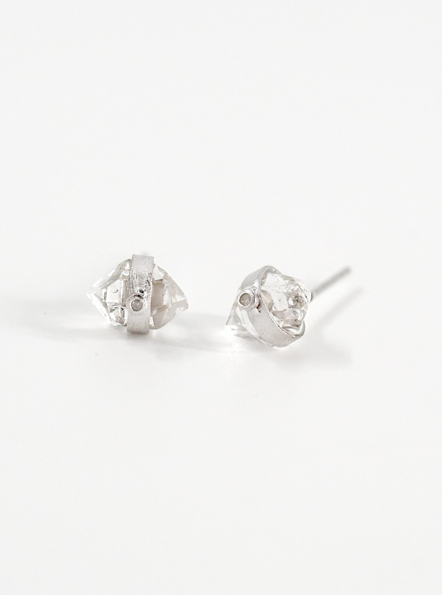 Herkimer Quartz with Diamond Stud Earrings