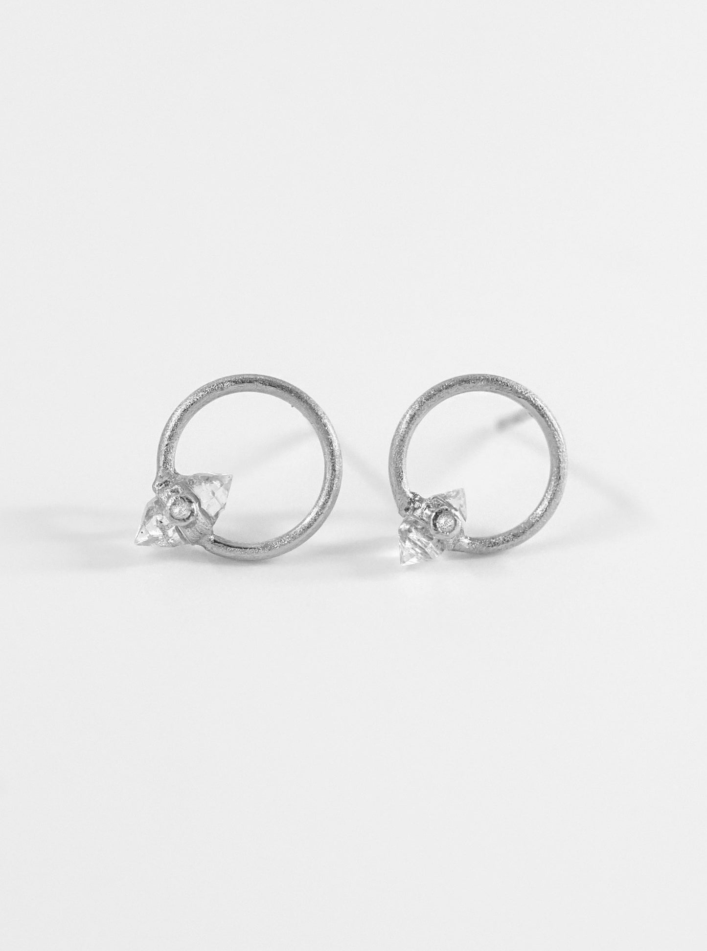 Herkimer Halo Quartz with Diamond Earrings