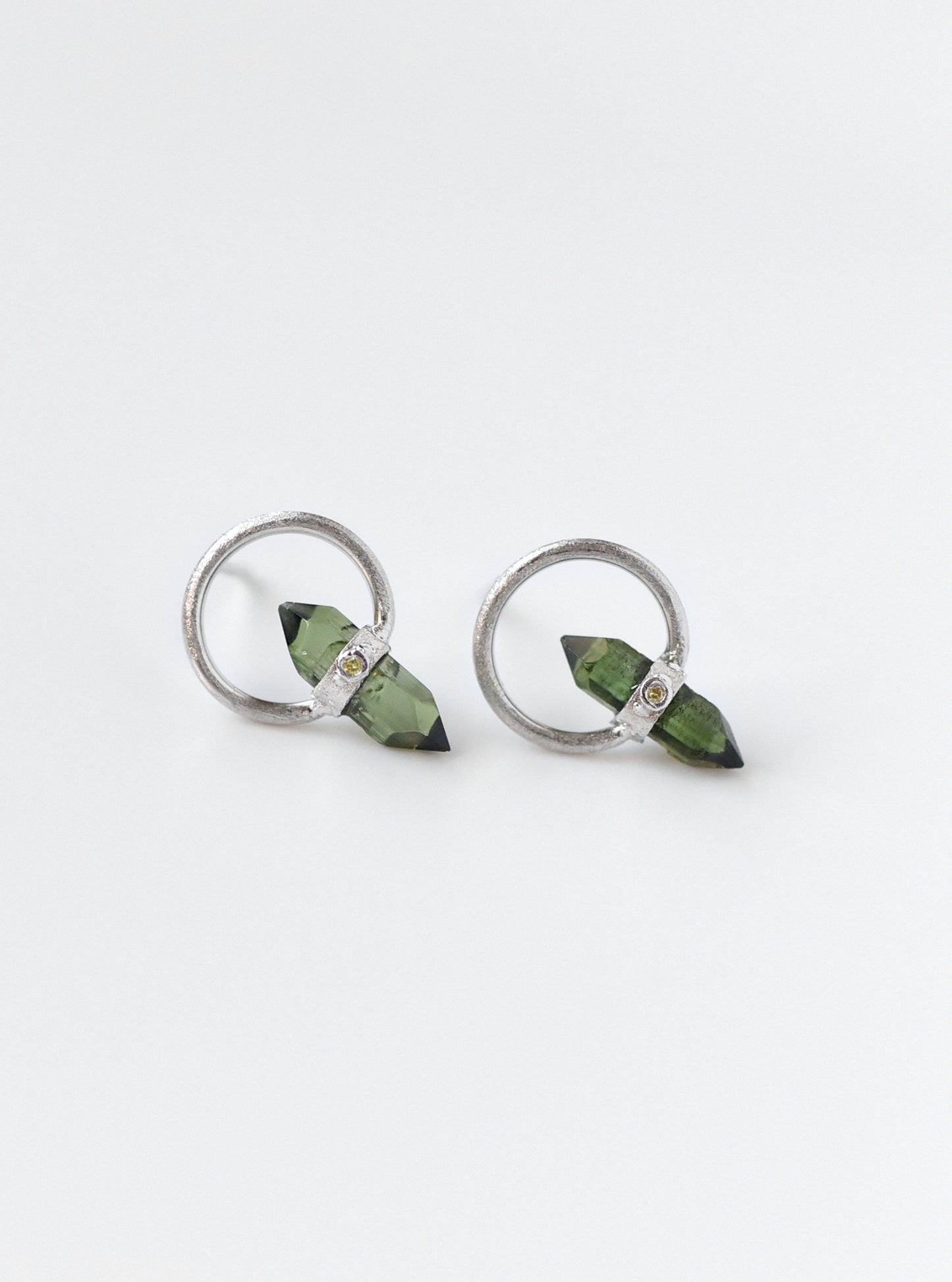 Tourmaline Halo Quartz with Diamond Earrings