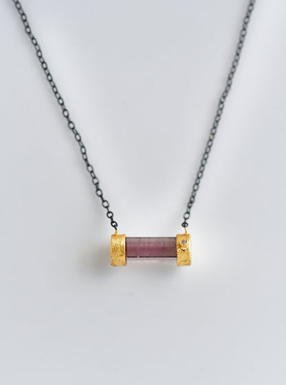 Tourmaline Horizontal Bar With Diamond Necklace