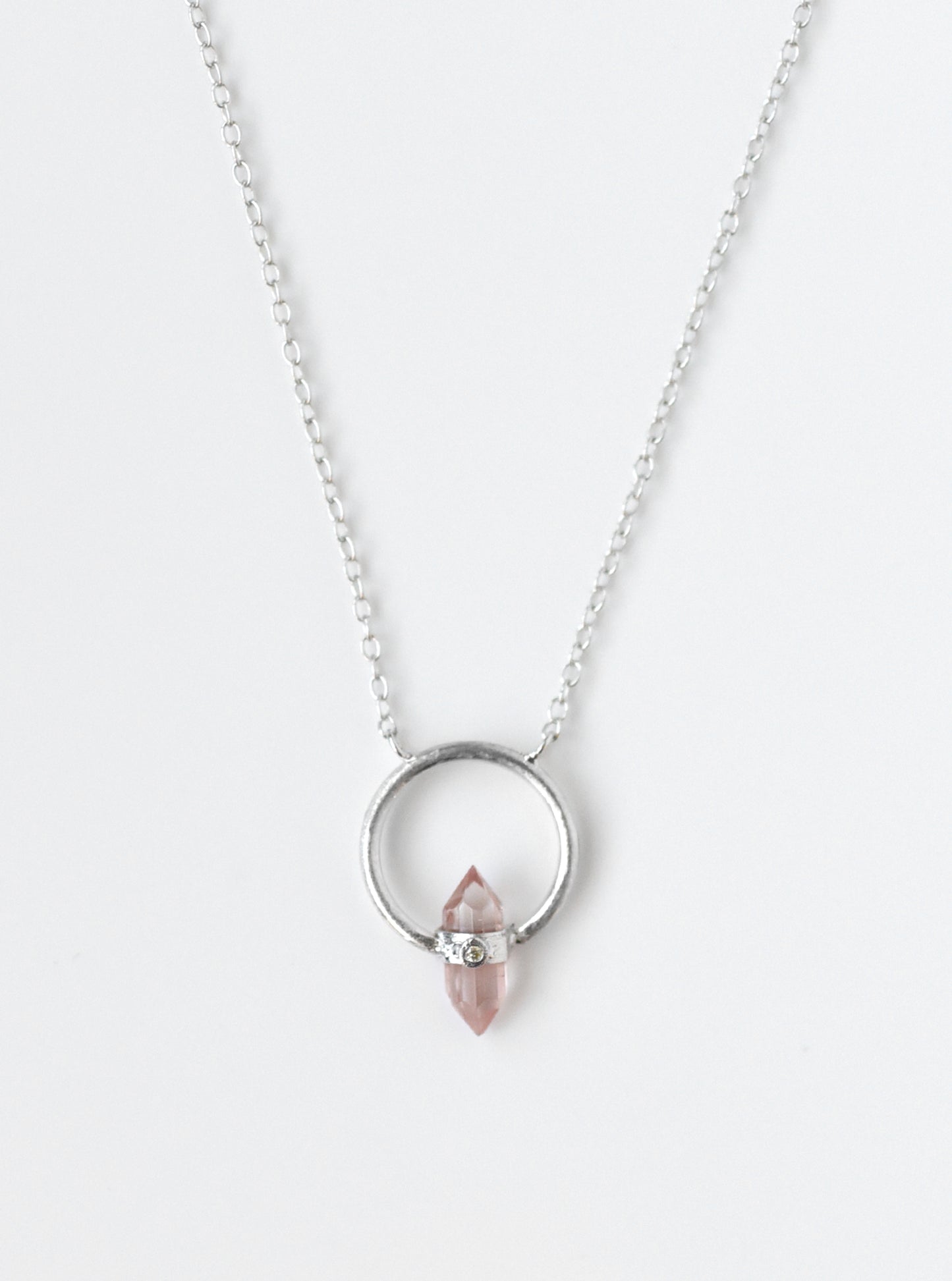 Tourmaline Halo Necklace with Diamond