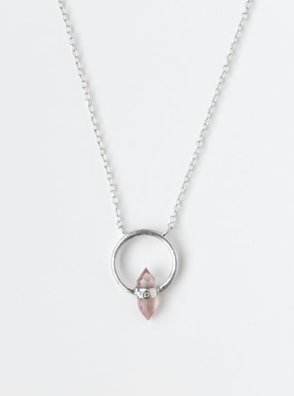 Tourmaline Halo Necklace with Diamond