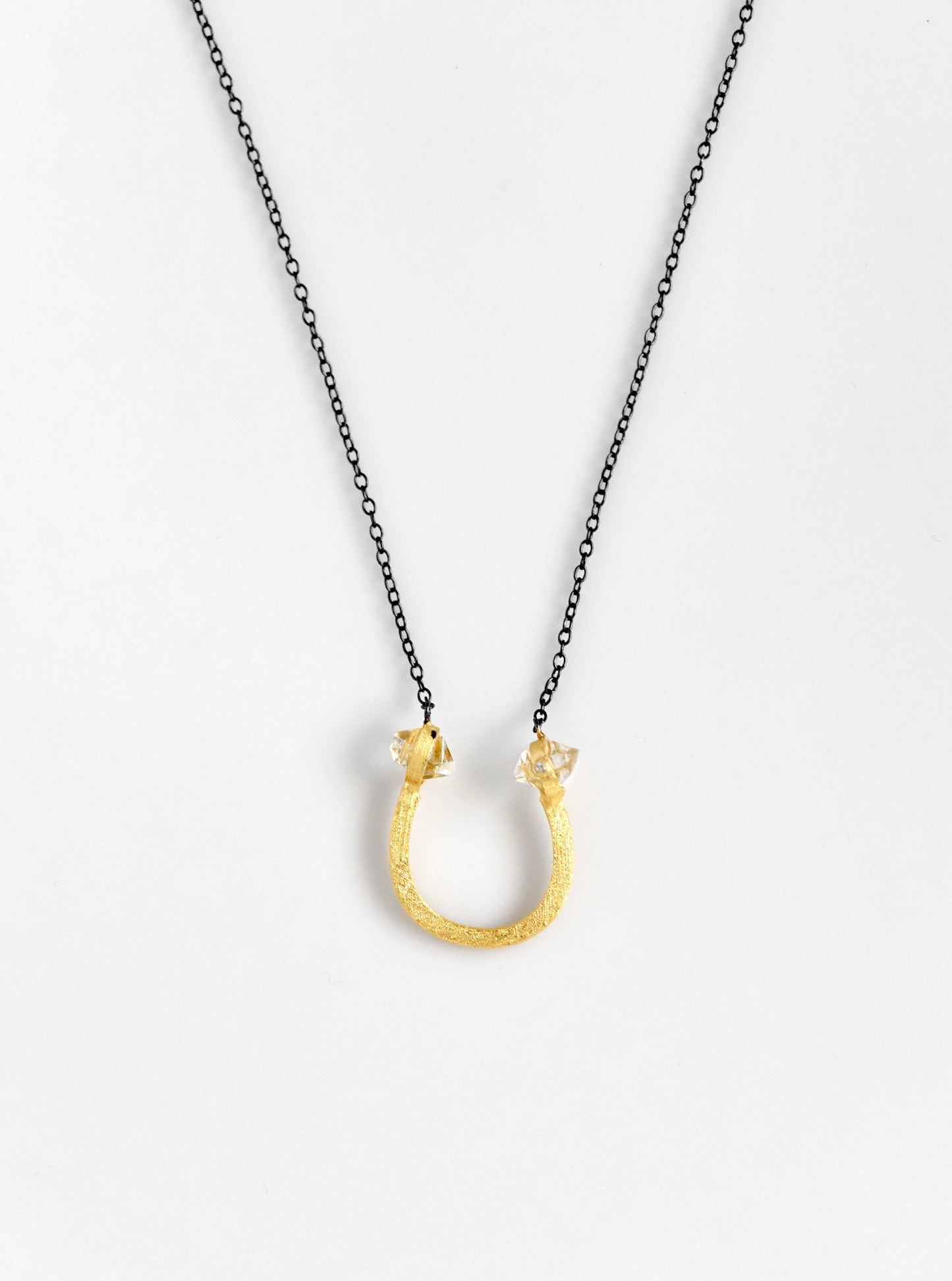 Herkimer  Diamond  Minimalist Horseshoe  Necklace