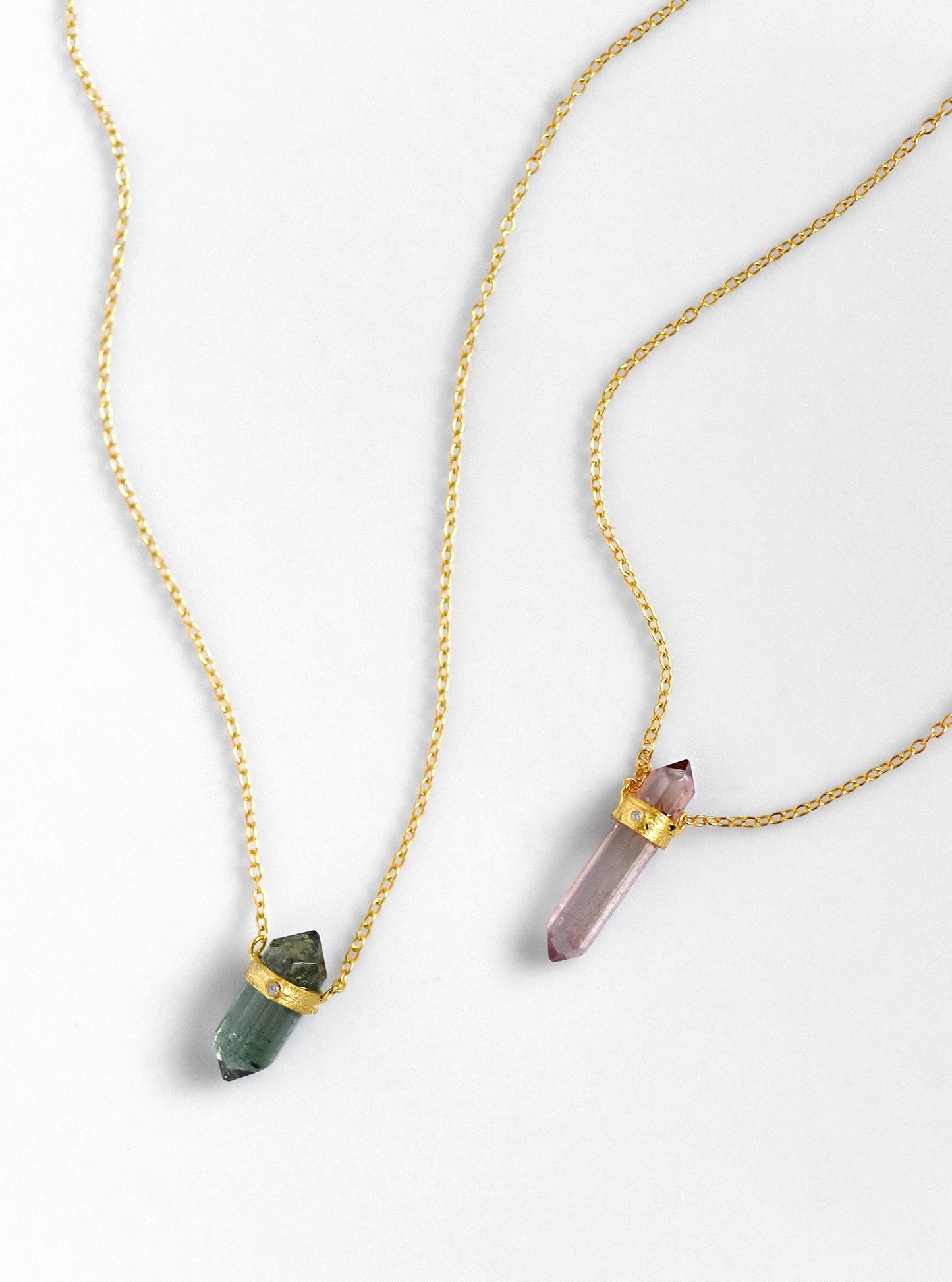 Conical Tourmaline With Diamond Necklace