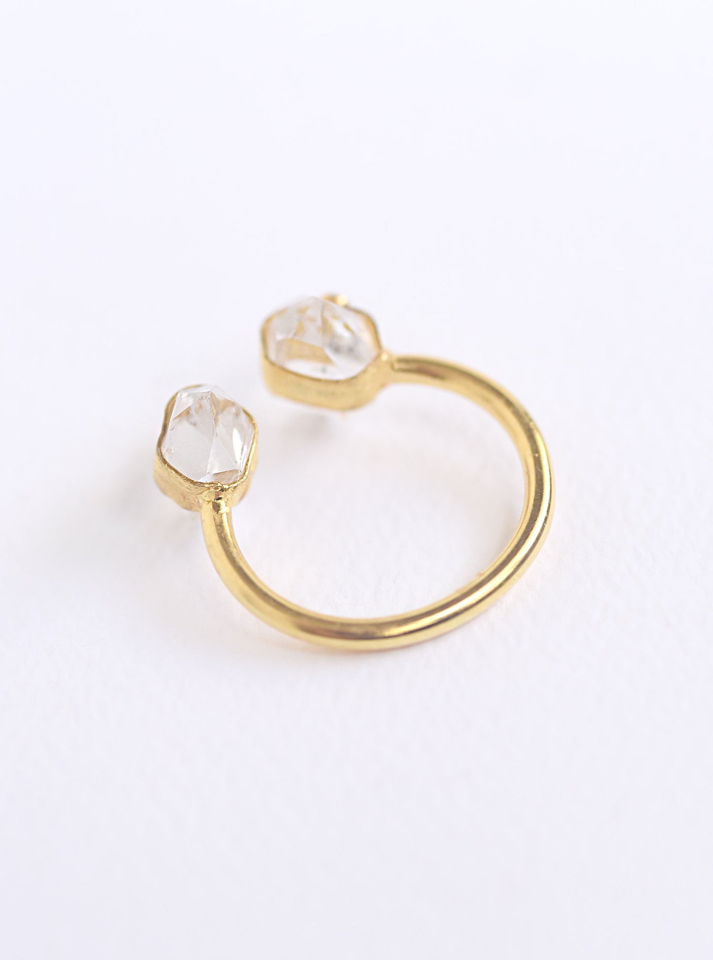 Double Herkimer Diamond with Diamond Open Ring