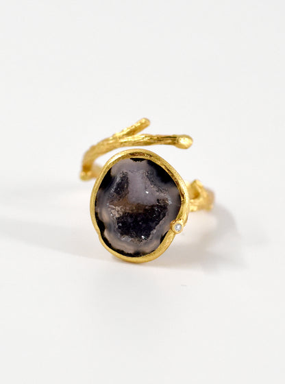 Geode Branch With Diamond Ring