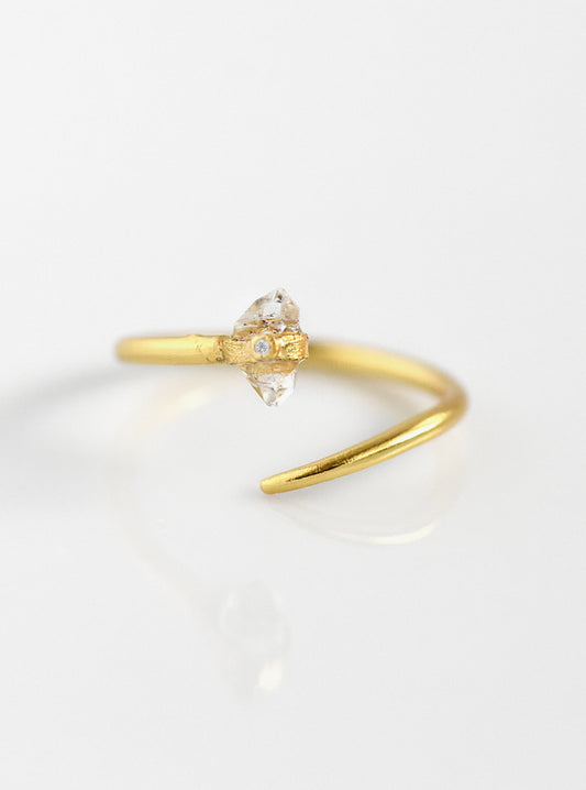 Herkimer Diamond Open Minimalist Nail Ring