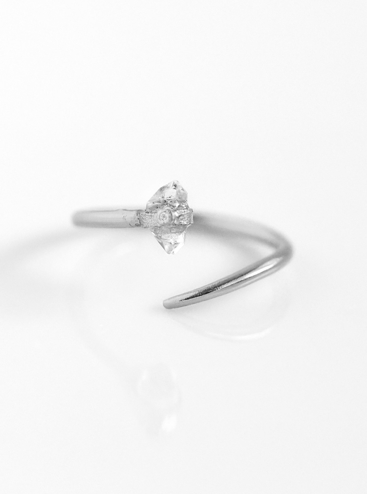 Herkimer Diamond Open Minimalist Nail Ring