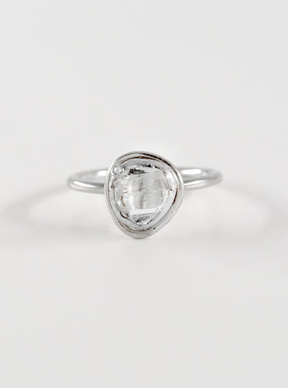 Mini Double Bezel Herkimer Quartz with Diamond Ring