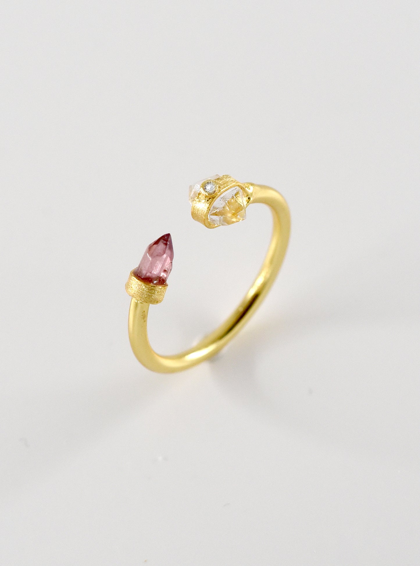 Tourmaline and Herkimer Diamond Ring