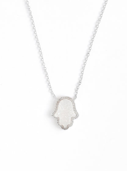 Glitter Druzy Hamsa Necklace