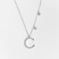 Crescent Moon with 2 Dangling Stars Necklace