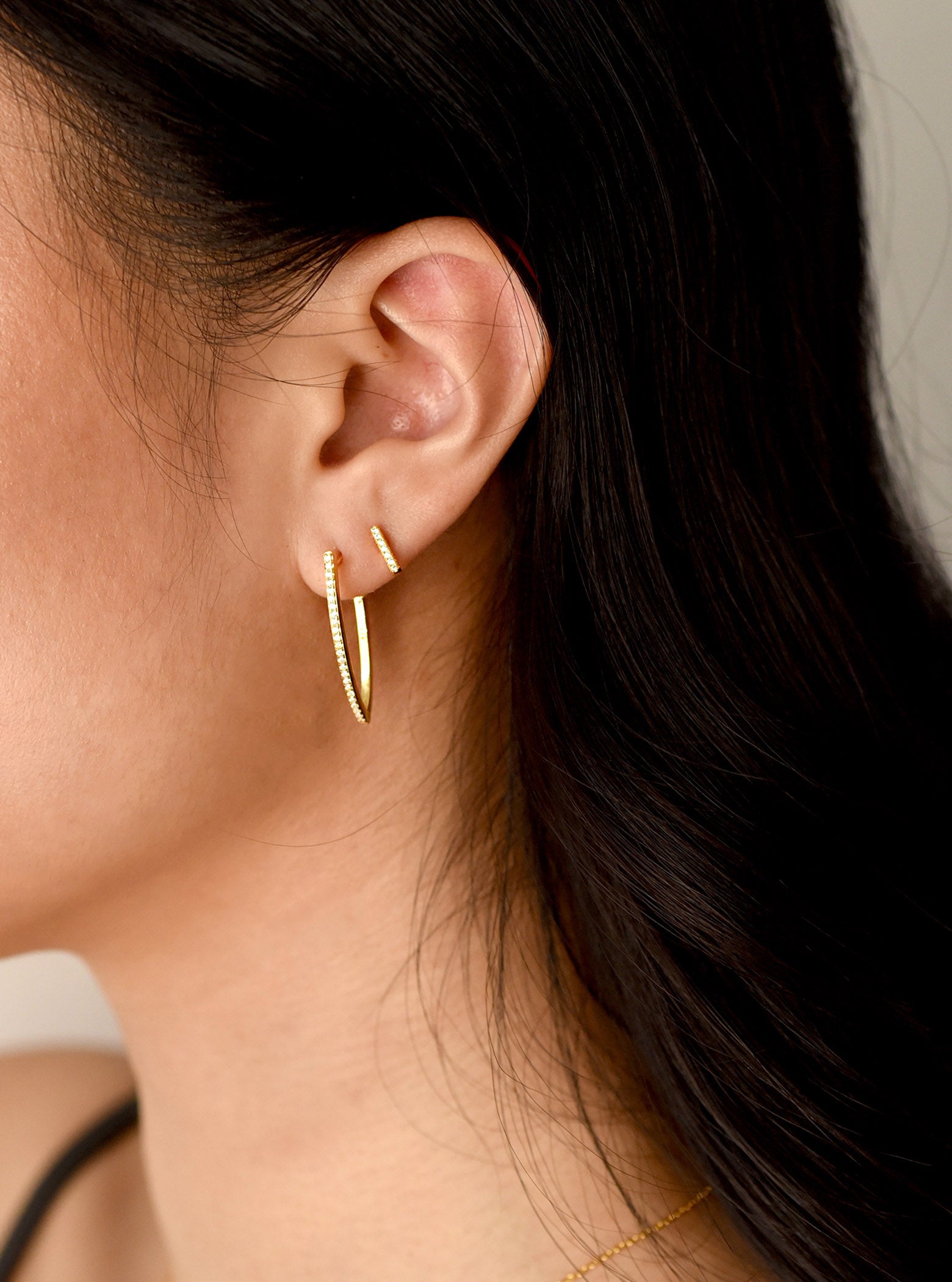 V shaped sale gold earrings