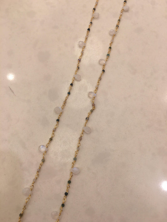 36"  Stone And MOP Necklace